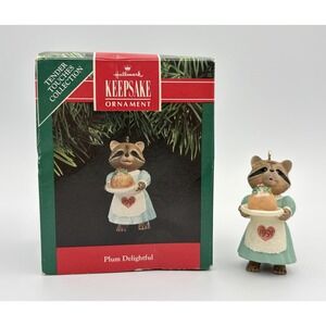 1991 Hallmark Keepsake Ornament Plum Delightful Raccoon Tender Touches Vintage